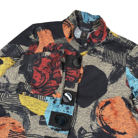 al miles Multicolor Abstract Button Up Jacket Womens Sm Colorful Art to Wear - Picture 1 of 8